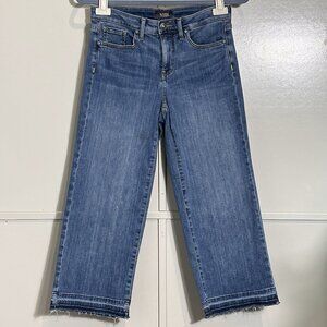 NYDJ Wide Leg Capri Jeans Medium Wash Denim Crop Raw Released Hem Women's Size 2
